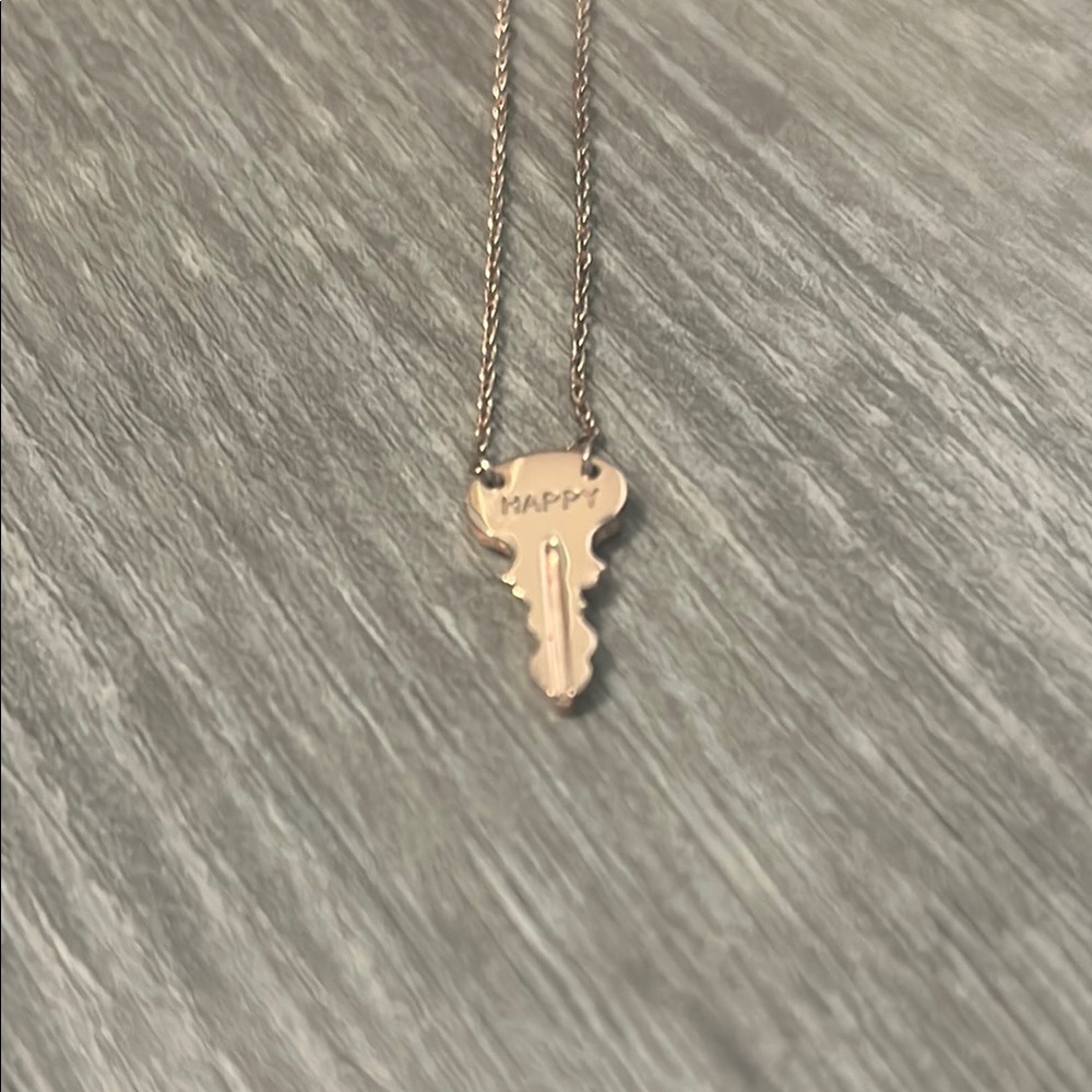 The Giving Keys Gold Necklace with Dainty Pendant - Happy